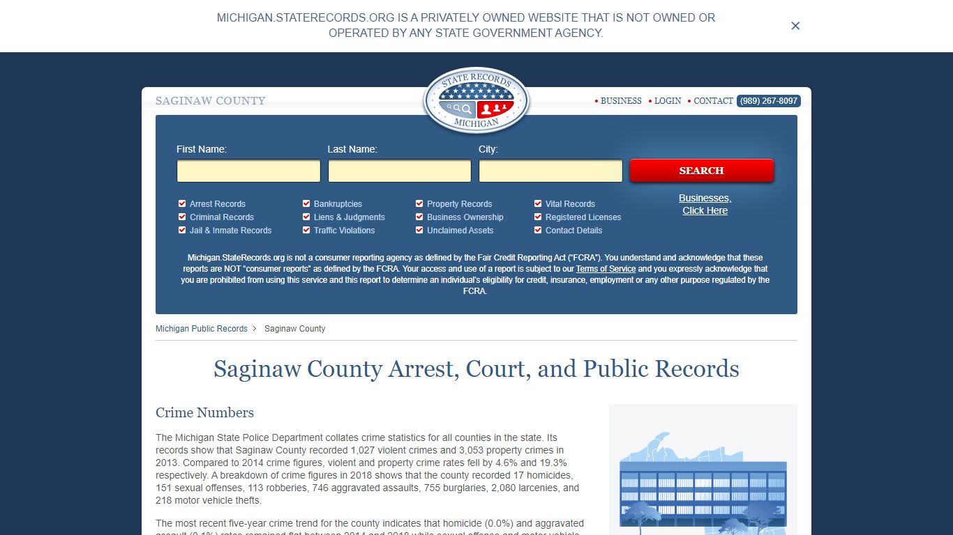 Saginaw County Arrest, Court, and Public Records