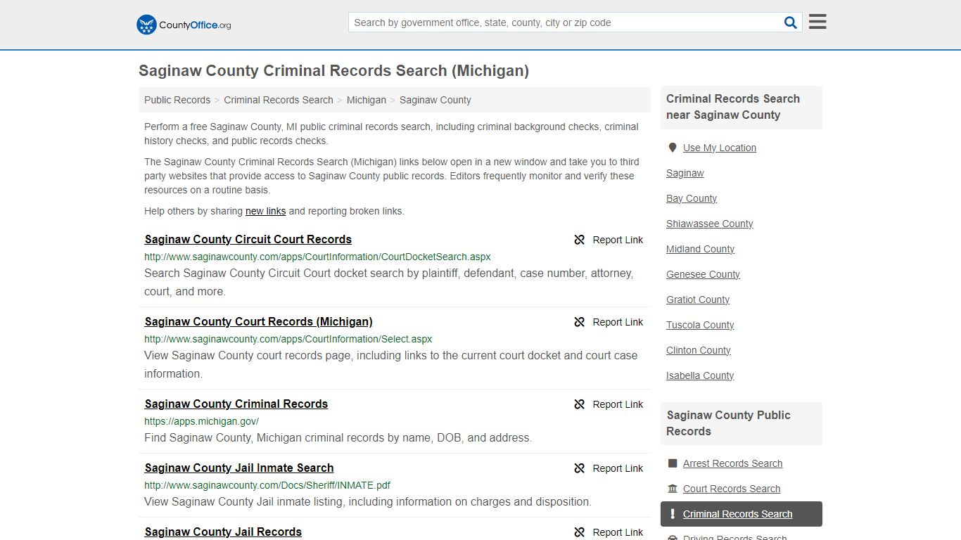 Saginaw County Criminal Records Search (Michigan)